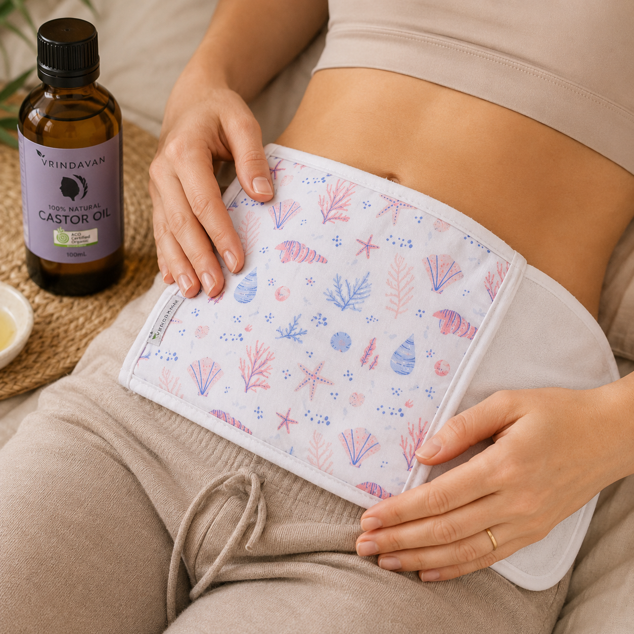 Castor Oil Pack with 100% Organic Cotton Abdomen Wrap