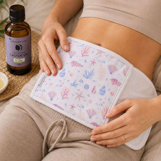 Castor Oil Pack with 100% Organic Cotton Abdomen Wrap