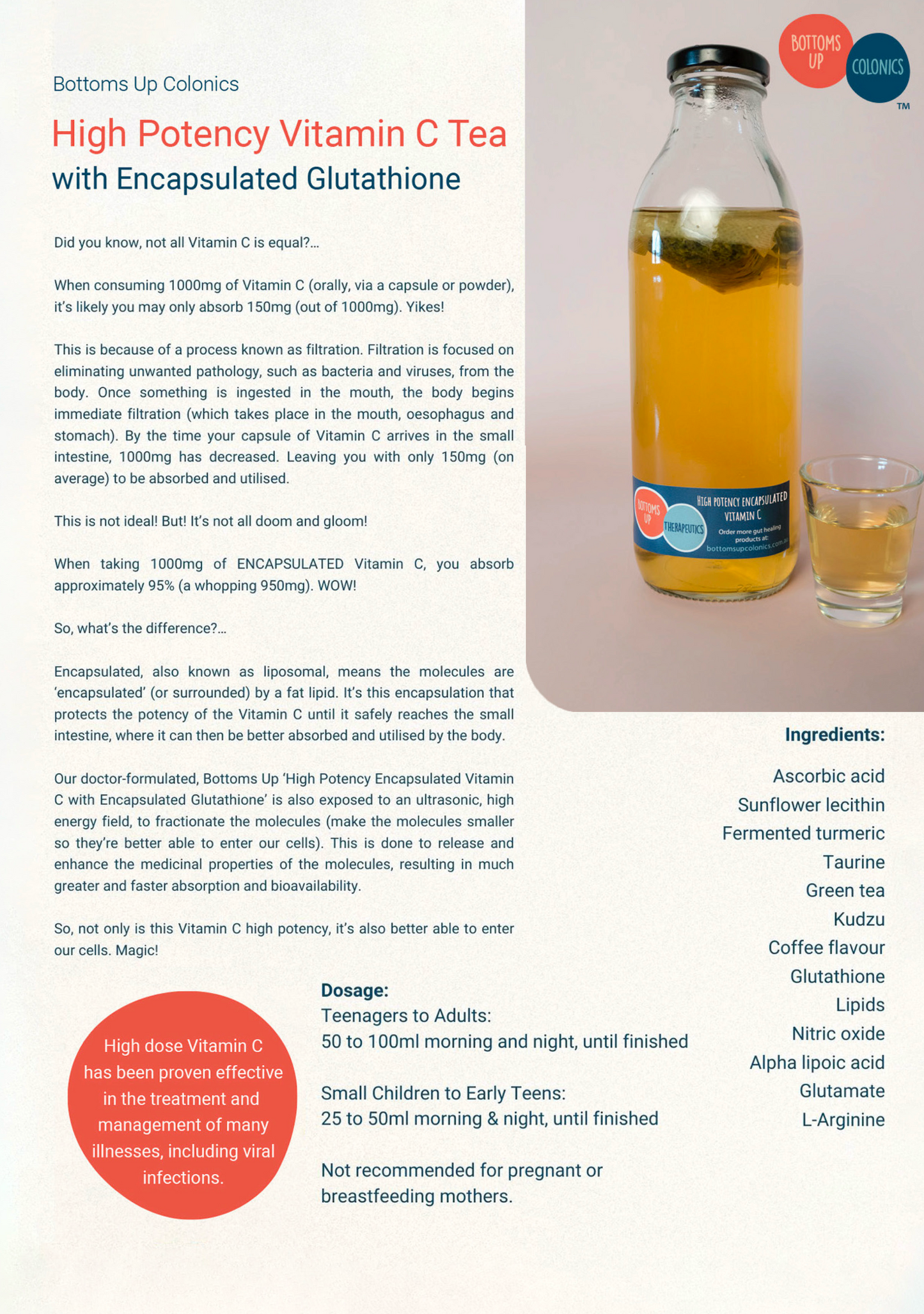 Therapeutic Tea - High Potency Encapsulated Vitamin C With Glutathione